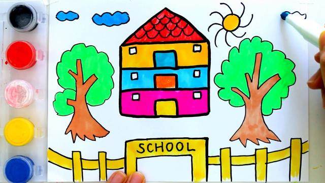 小学校园简笔画图片大全