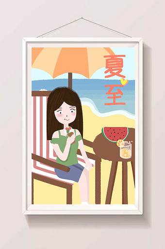 夏至吃西瓜的图片