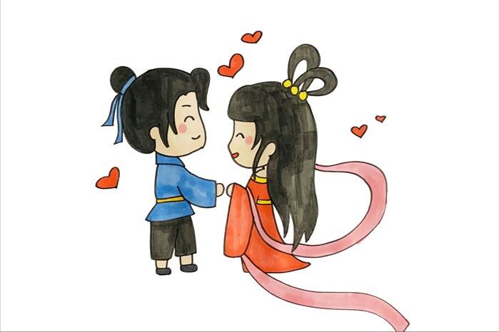 七夕节简笔画简单人物绘画