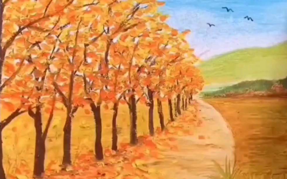 以秋天为主题的绘画图片